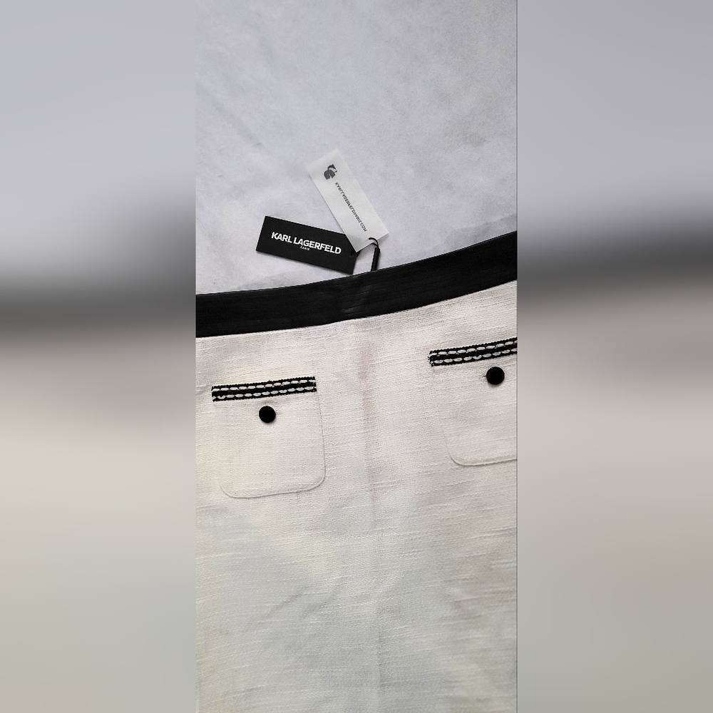 NWT! KARL LAGERFELD PARIS Cotton Women's Mixed Media Skirt Size 6 - Picture 4 of 10